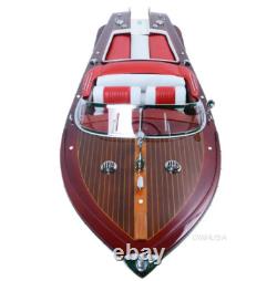 Modèle en bois de bateau à moteur RC Ready Riva Aquarama 35 Runabout en acajou