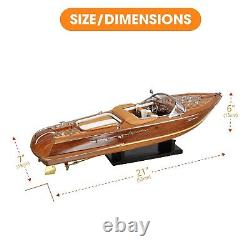 Modèle en bois de bateau à moteur Riva Aquarama 21'' - Cadeau de Noël - Décoration de table haut de gamme