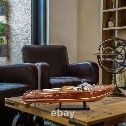 Modèle en bois de bateau à moteur Riva Aquarama 21'' - Cadeau de Noël - Décoration de table haut de gamme