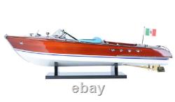 Modèle en bois de bateau de vitesse peint Riva Aquarama 26,5 en acajou italien neuf