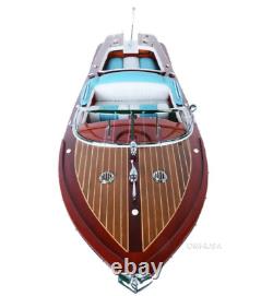 Modèle en bois de bateau de vitesse peint Riva Aquarama 26,5 en acajou italien neuf