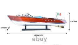 Modèle en bois de bateau de vitesse peint Riva Aquarama 26,5 en acajou italien neuf