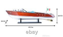 Modèle en bois de bateau de vitesse peint Riva Aquarama 26,5 en acajou italien neuf