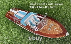 Modèle en bois de bateau rapide italien bleu 21 52cm de luxe fait main pour le bureau à domicile