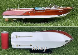 Modèle en bois de luxe fait main de bateau italien rapide bleu 21 52cm pour le bureau à domicile