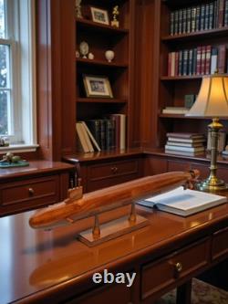 Modèle en bois de sous-marin de classe Virginia USS, fabriqué à la main en acajou, exposition navale