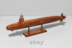 Modèle en bois de sous-marin de classe Virginia USS, fabriqué à la main en acajou, exposition navale