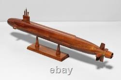 Modèle en bois de sous-marin de classe Virginia USS, fabriqué à la main en acajou, exposition navale