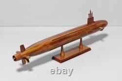 Modèle en bois de sous-marin de classe Virginia USS, fabriqué à la main en acajou, exposition navale