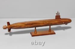 Modèle en bois de sous-marin de classe Virginia USS, fabriqué à la main en acajou, exposition navale