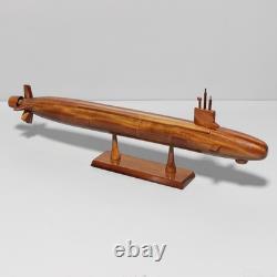 Modèle en bois de sous-marin de classe Virginia USS, fabriqué à la main en acajou, exposition navale