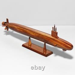 Modèle en bois de sous-marin de classe Virginia USS, fabriqué à la main en acajou, exposition navale