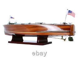 Modèle en bois du bateau à grande vitesse en acajou Classique de 24 pieds Chris Craft Triple Cockpit Runabout