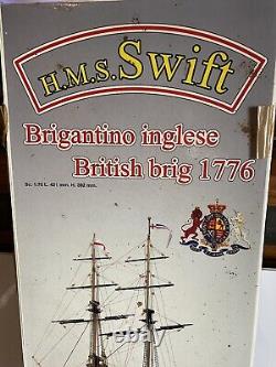 Modèle en bois du navire britannique Mamoli MV59 HMS Swift Brig 1776 à l'échelle 1/70