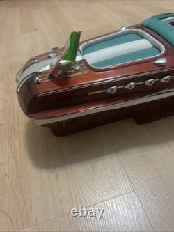 Modèle réduit de bateau Riva Aquarama 20 Blanc Vert en Bois 53cm Bateau à Moteur Italien Fait Main