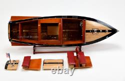 Modèle réduit de bateau en bois fait main Chris Craft Runabout prêt pour RC