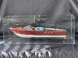 Modèle réduit en bois de bateau Riva Aquarama bleu échelle 1:16, bateau à moteur Riva fait main luxe