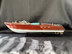 Modèle réduit en bois de bateau Riva Aquarama bleu échelle 1:16, bateau à moteur Riva fait main luxe
