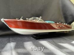 Modèle réduit en bois de bateau Riva Aquarama bleu échelle 1:16, bateau à moteur Riva fait main luxe