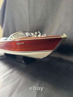 Modèle réduit en bois de bateau Riva Aquarama bleu échelle 1:16, bateau à moteur Riva fait main luxe