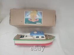 Modèles scientifiques en bois Vintage KMK Kokusai de bateaux avec moteur, boîte et piles