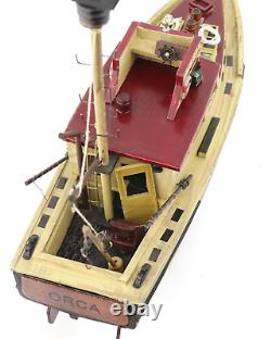 NAUTIMALL Mâchoires Orca Modèle de bateau en bois Bateau de pêche au requin Pré-assemblé Antique
