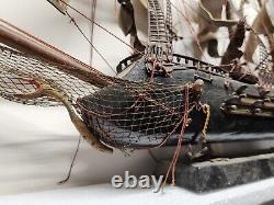Navire de guerre en bois de l'Espagne Vintage Fragata Espanola Année 1780 Modèle de bateau 24x27