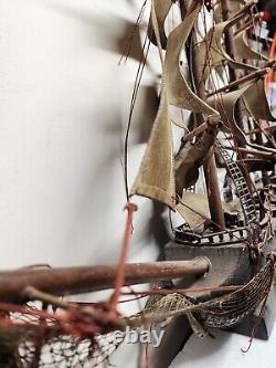 Navire de guerre en bois de l'Espagne Vintage Fragata Espanola Année 1780 Modèle de bateau 24x27