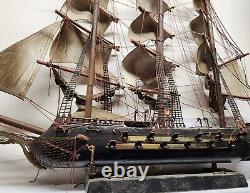 Navire de guerre en bois de l'Espagne Vintage Fragata Espanola Année 1780 Modèle de bateau 24x27