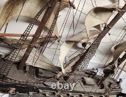 Navire de guerre en bois de l'Espagne Vintage Fragata Espanola Année 1780 Modèle de bateau 24x27