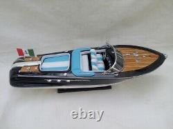 Nouveau Riva Aquarama 21 White-blue Seat Quality Wood Model Boat L50 Livraison Gratuite