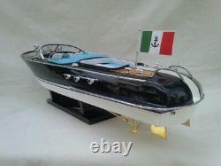 Nouveau Riva Aquarama 21 White-blue Seat Quality Wood Model Boat L50 Livraison Gratuite
