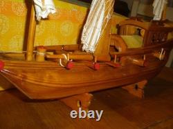RARE maquette vintage en bois des années 1960 de jonque d’exportation des Arts et Métiers nationaux chinois, très bon état