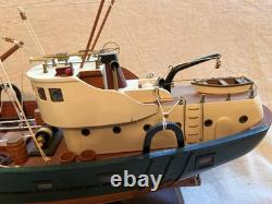 Rare Chalutier Le Marignan Concarneau 1970 Modèle de Bateau de Pêche en Bois Énorme 23