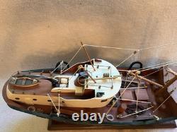 Rare Chalutier Le Marignan Concarneau 1970 Modèle de Bateau de Pêche en Bois Énorme 23