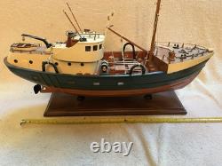 Rare Chalutier Le Marignan Concarneau 1970 Modèle de Bateau de Pêche en Bois Énorme 23