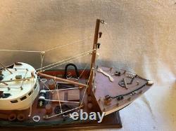Rare Chalutier Le Marignan Concarneau 1970 Modèle de Bateau de Pêche en Bois Énorme 23