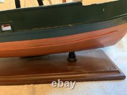 Rare Chalutier Le Marignan Concarneau 1970 Modèle de Bateau de Pêche en Bois Énorme 23