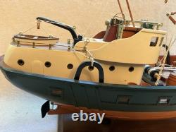 Rare Chalutier Le Marignan Concarneau 1970 Modèle de Bateau de Pêche en Bois Énorme 23