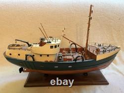 Rare Chalutier Le Marignan Concarneau 1970 Modèle de Bateau de Pêche en Bois Énorme 23