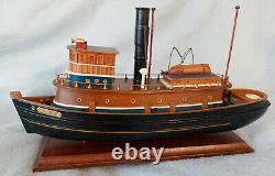Rare The Baltimore Tugboat Modèle De Bateau En Bois Fabriqué À La Main Accessoires En Laiton Large