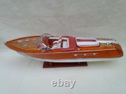 Riva Aquarama 20 Blanc-Rouge Modèle de Bateau en Bois de Haute Qualité L50 Fait Main Décoration d'Intérieur