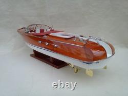 Riva Aquarama 20 Blanc-Rouge Modèle de Bateau en Bois de Haute Qualité L50 Fait Main Décoration d'Intérieur