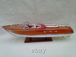 Riva Aquarama 20 Blanc-Rouge Modèle de Bateau en Bois de Haute Qualité L50 Fait Main Décoration d'Intérieur