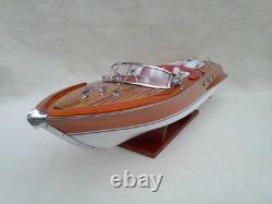 Riva Aquarama 20 Blanc-Rouge Modèle de Bateau en Bois de Haute Qualité L50 Fait Main Décoration d'Intérieur