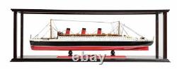 Rms Queen Mary Ocean Liner Wood Modèle 40 Navire De Croisière Avec Boîtier D'affichage Supérieur De La Table