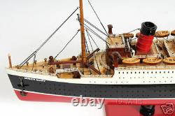 Rms Queen Mary Ocean Liner Wood Modèle 40 Navire De Croisière Avec Boîtier D'affichage Supérieur De La Table