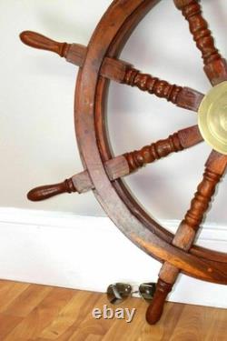 Roues de navire en bois vintage maritime nautique 36 pouces avec volant en laiton de 3 pieds