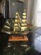 Solid Brass Vintage Sail Boat Ship Model Nautical The Usa Eagle W Wood Stand