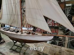 Très grand modèle de voilier vintage ou antique fait main, navire à voile de 67 pouces